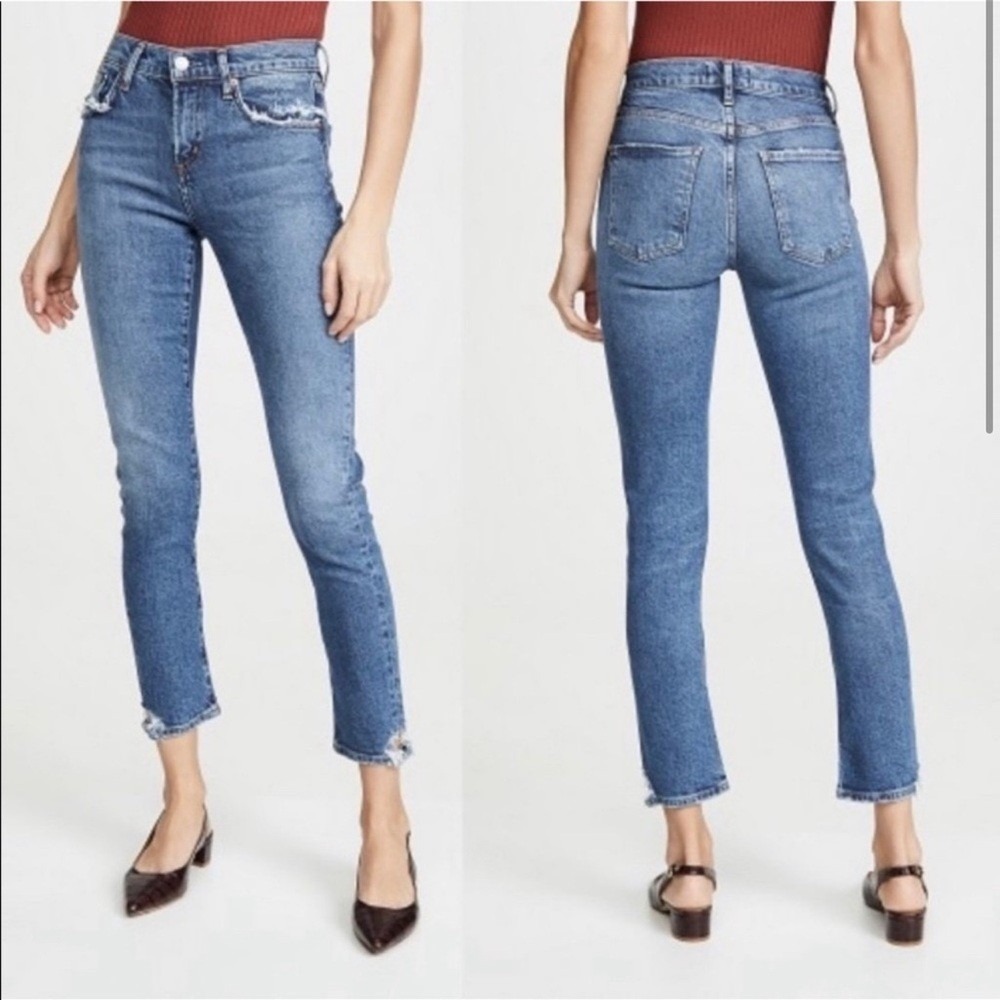 AGOLDE Jeans Womens 28 Toni Mid Rise Slim Straight Leg Distressed Jeans Blue